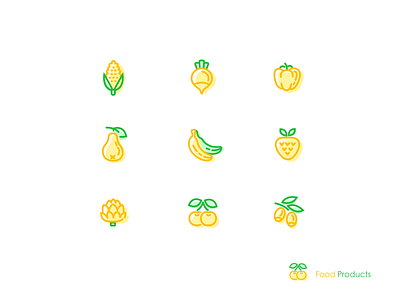 Food Products ai food fruits green icon ui yellow