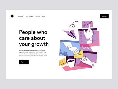 Collaboration Environment: Product Page collaboration tool digital product illustration landing page product page product website productdesign saas design website design