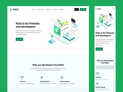 Railz, Fintech for B2B. Product website & illustrations.