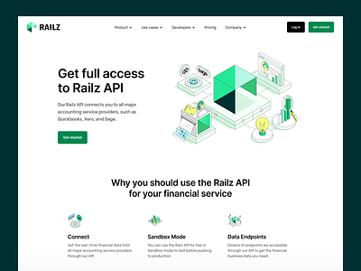 Railz: fintech for accounting and financial data research accounting data data-as-a-service digital product financial analysis financial data fintech fintech api fintech design isometric illustration jamstack landing page marketing website product illustrations product page product website saas design saas website website design