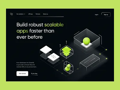 Developer experience: hero section api solution database solution databases developer platform digital product graphql landing page landing page design marketing website product page product page design product website rapid development saas design sql webdesign website design