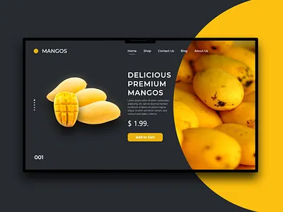 Delicious Mango Website Banner 3d animation branding cleanui colors dailyshot dribbblepost fruits graphic design illustration interaction logo minimal motion graphics trending ui uiux websitebanner