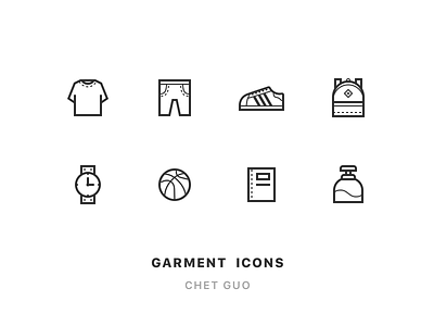 Garment Icons backpack bag ball book clothes garment watch design icon illustration shoe superstar tee time