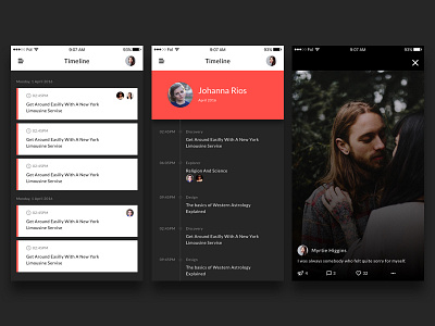 Time Line black mobile app social timeline