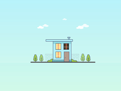Sweet-Home blue green home house illustration sweet