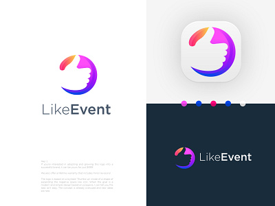 Like Event logo abstract logo advertising logo brand identity brand logo branding business logo button creative logo design digital agency event logo graphic design icon like button logo logo design logotype marketing logo modern logo thumbs up