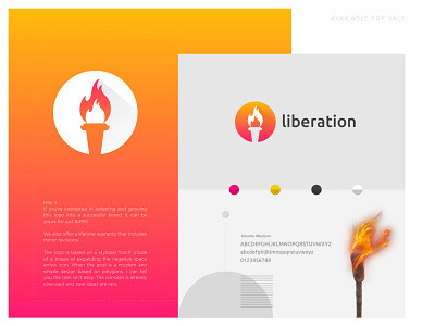 liberation logo abstract logo brand brand identity brand logo branding branding concept design identity illustration logo logo design logodesign logotype mark modern logo monogram negative space logo symbol torch torch logo