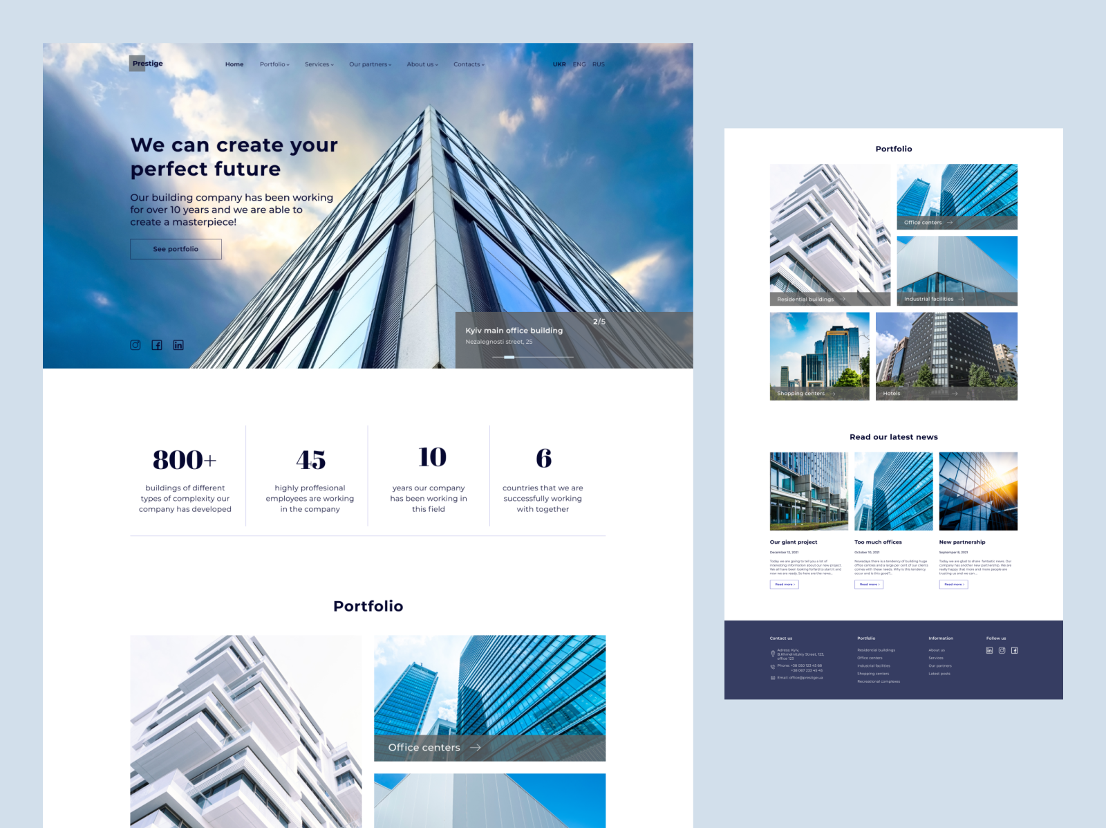 Building company website by Tetiana Tychkovska on Dribbble