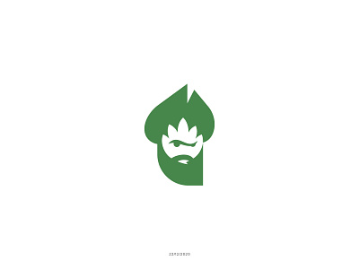 Hemptain angry beard captain face head leaf marijuana mascot negative space pirate