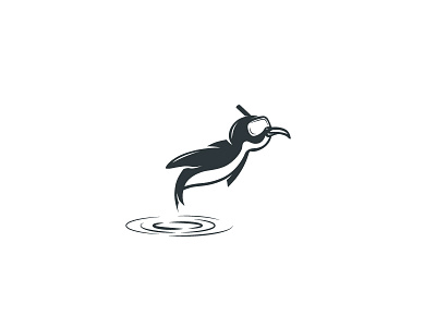 Penguin blackandwhite dalajlampa diving illustration logotype ocean penguin sea simple snorkeling