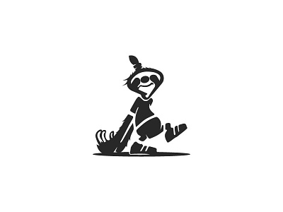 Sloth blackandwhite funny logo recreation sloth sports walking