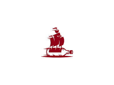 Liquor Shipping bottle liquor logo minimal online red sails sea ship shipping