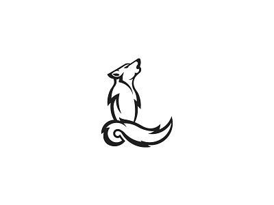 Lone Wolf edgy l l shaped wolf logo lone mark minimal simple tail wolf