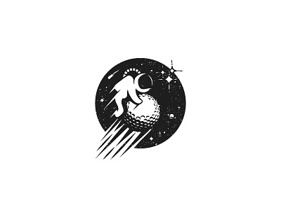 Space Golf blacknwhite comet frontier golf negative space new space stars