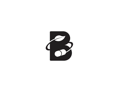 B vitamin b bio blacknwhite leaf life logo mark pill vitamin
