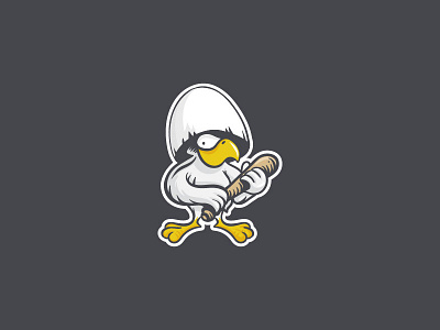 Eggster baseball bat beak bird chicken comic egg illustration shell sticker
