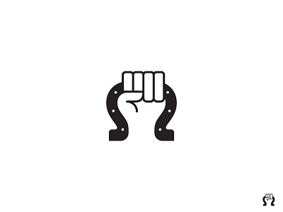 Lucky Hand brand fingers fist grip hand horseshoe icon logo luck mark negative space