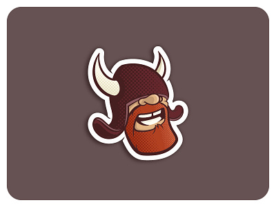 Viking Sticker beard face helmet horn icon illustration logo mascot teeth toon viking
