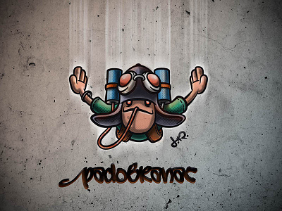 Padobranac character comic funny goggles graffiti illustration parachuter pilot street style toon wall