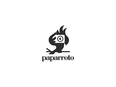 Parrot bird camera eye illustration logo negative space paparazzo parrot symbol
