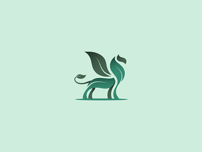 Green Gryphon - Greenphon animal bird brand gryphon illustration leaves lion logo mark nature