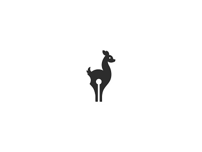 Doe animal brand deer doe fawn graphic illustration logo pen symbol writer