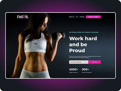 FitGirl app branding dark ui design fit fitness girl gym landing sport ui uiux ux web web desing