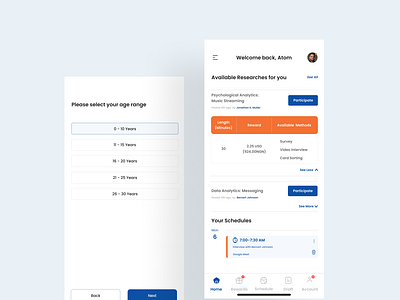 User Research Mobile Dashboard.