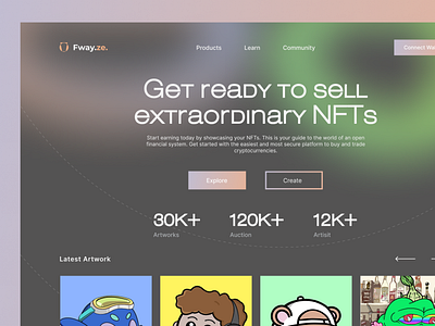 NFT Marketplace Web design. Dark mode.