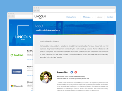Lincoln Labs Website chrome clean color flat landing page simple social ui web web design webdesign website