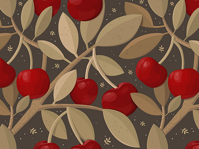 cherries seamless pattern background backgrounds bake berries botanic cherry cook design fabric food fruit illustration pie print textile tree vector wood