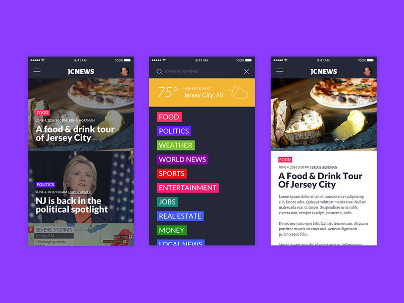 Newspaper Redesign search weather navigation article content newspaper news web design mobile