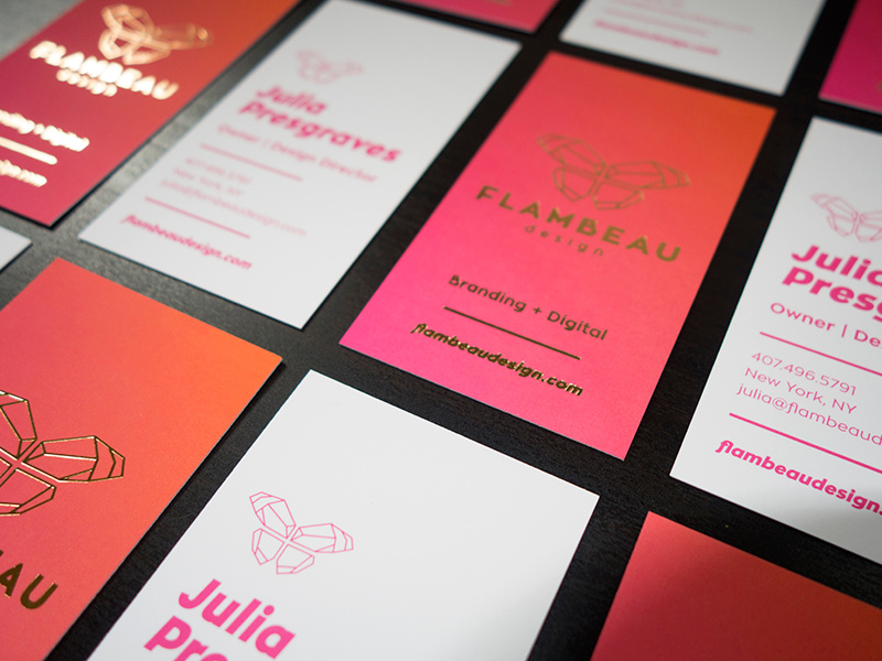 Flambeau Design Business Cards identity design studio gradient print foil offset business cards