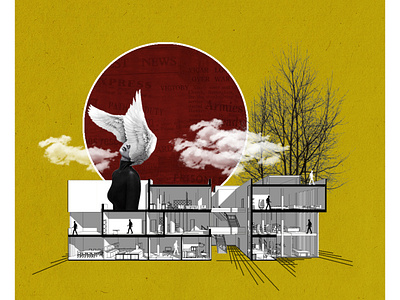 Lost in the wind architecture art collage design graphic design illustration minimal