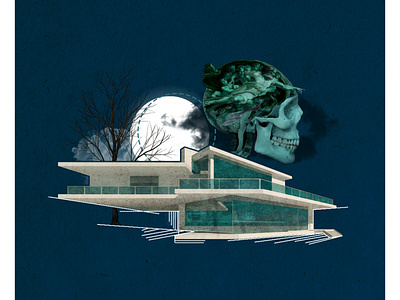 Full moon architecture art collage design graphic design illustration minimal