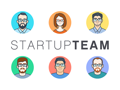 Startup Team Avatars avatar character design designer ecuador startup team vector
