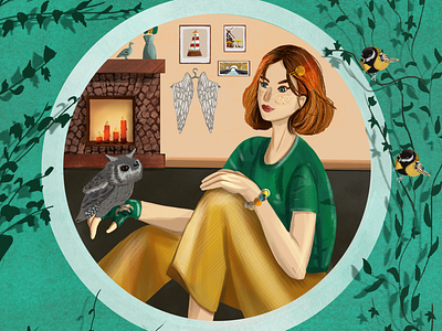 The Maiden who patronizes birds and wears a bracelet... digital illustration