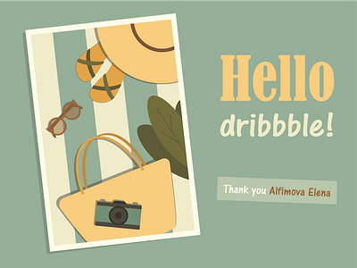 Hello dribbble! design first shot flat hello dribbble illustraion summer