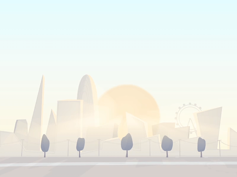Morning! 2d background city illustration mood morning sun