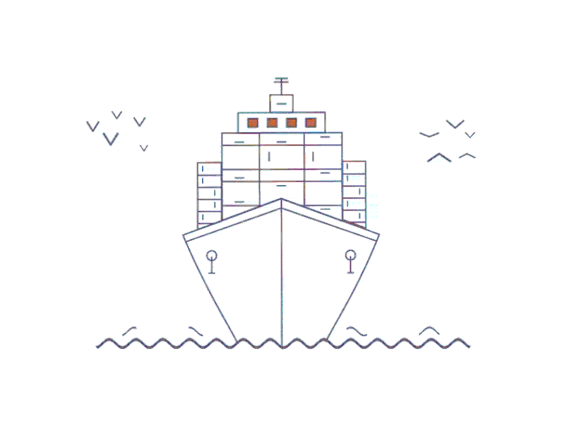 Cargo. 2d animation boat cargo icons illustration sea stroke