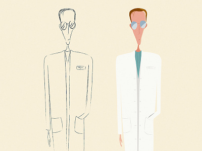 Scientist. 2d character design illustration sketches