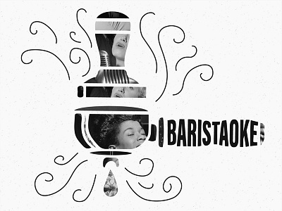Barista + Karaoke = Baristaoke barista baristaoke coffee coffee design karaoke lettering portafilter typography vintage