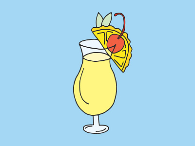 Piña Colada alcohol bright cherry colorful drawing drink fruit fun illustration pina colada pineapple tropical