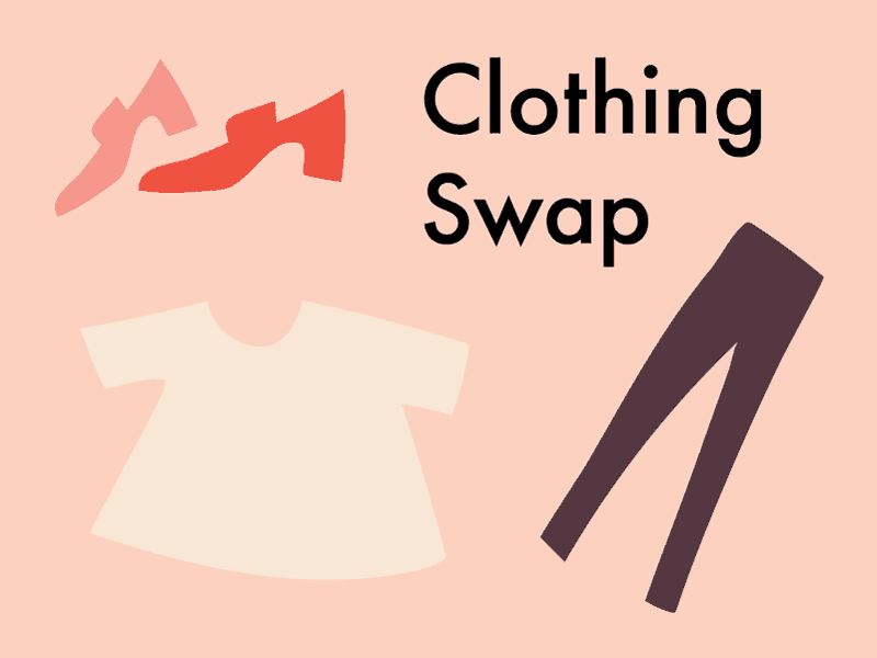 Clothing Swap clothes clothing swap event illustration invitation invite office pink red