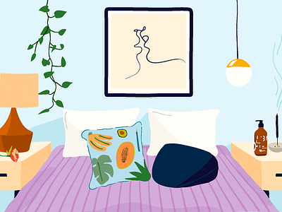 Thoughtful Spaces for a Healthy Sex Life apartment therapy bedroom beds editorial home houseplant illustration interior design plant plants pretty products sex sexual