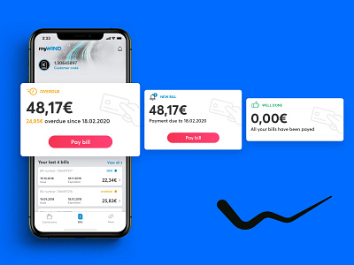 WIND | myWIND Payment Cards android app balance bill bill analysis card ios mobile mobile app mobile design new overdue payment payment card telco telecom ui