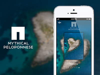 Mythical Peloponnese app design destination iphone menu mobile slider swipe tourism ui ux