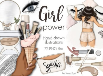 Girl Power Clipart Graphics beauty best seller branding business design illustration logo romantic typography vector