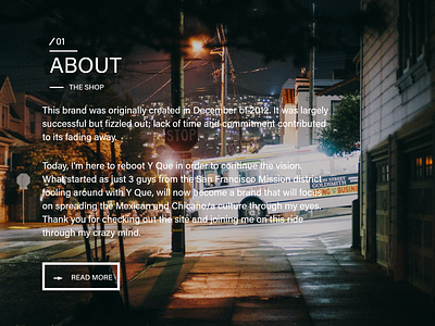 Y Que SF About Brand Section Design adobe xd ui design web
