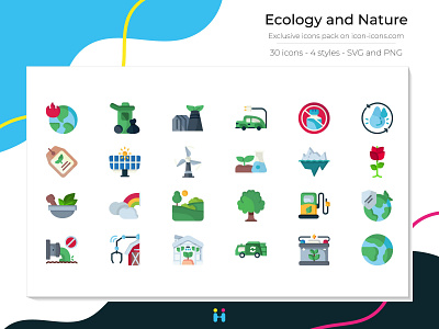 Ecology and Nature icons (Flat)